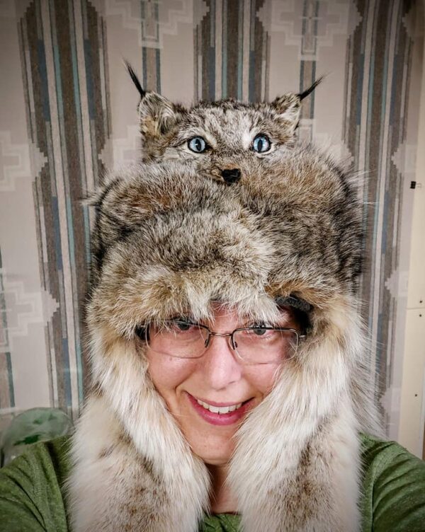 Blue Eyed Lynx Head Hat Full Length - Image 4