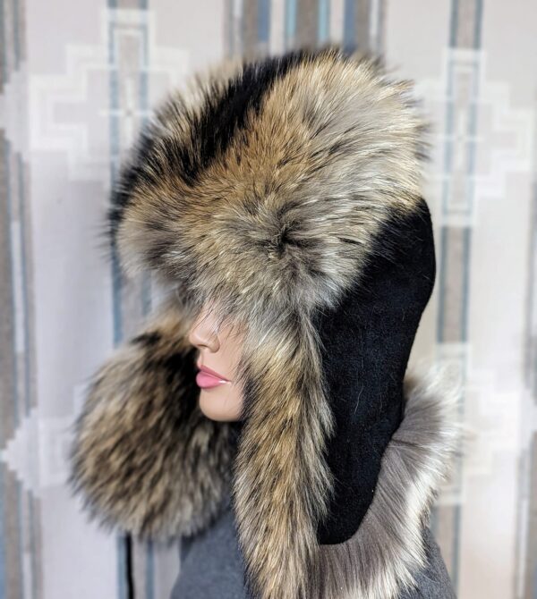 Gorgeous Grey wolf Fur Trapper Hat - Image 2